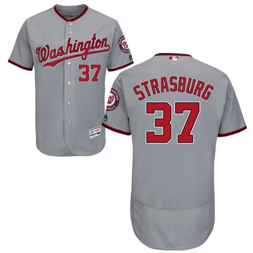 Nationals #37 Stephen Strasburg Grey Flexbase Authentic Collection Stitched MLB Jersey